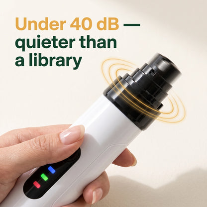 Under 40 dB - quieter than a library, whisper-quiet nail grinder